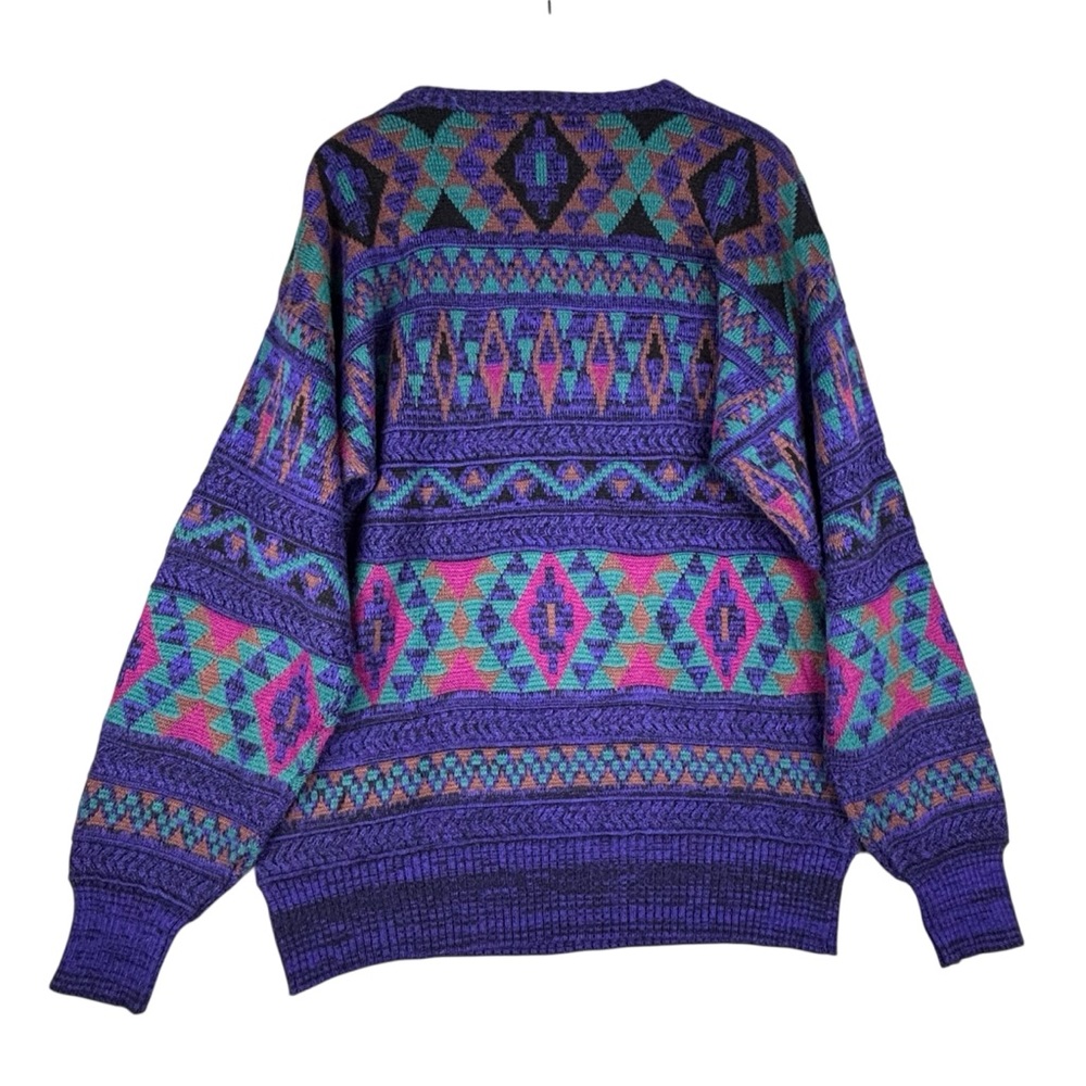 Vintage Meister Ski Sweater XL 80s 90s Geometric Aztec Pullover Wool Blend‎ - Picture 2 of 11